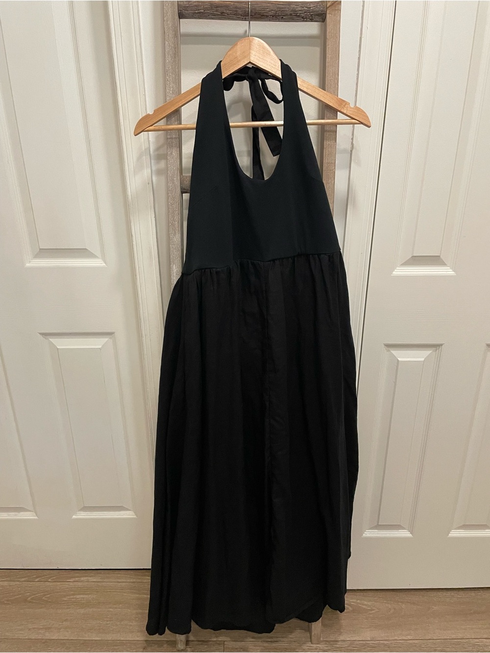 J. Crew Black Halter Tie Maxi Dress